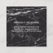 Monogram | Gouden Folie| Zwarte Marmer Vierkante Visitekaartje (Achterkant)