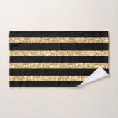 Monogram gouden glitter en zwarte strepen bad handdoek (Handdoek)