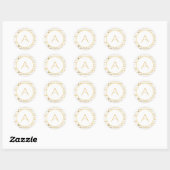 Monogram Gouden Kerstmis Typografie Trendy Ronde Sticker (Vel)