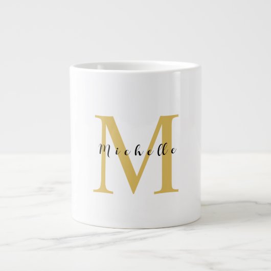 Monogram Gouden Kleur Jouw naam Speciaal Geschenk  Extra Grote Beker (Voorkant)