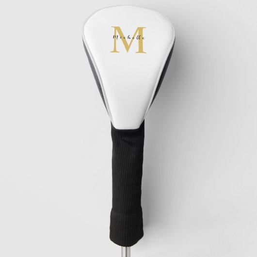 Monogram Gouden Kleur Jouw naam Speciaal Geschenk  Golfheadcover (Voorkant)