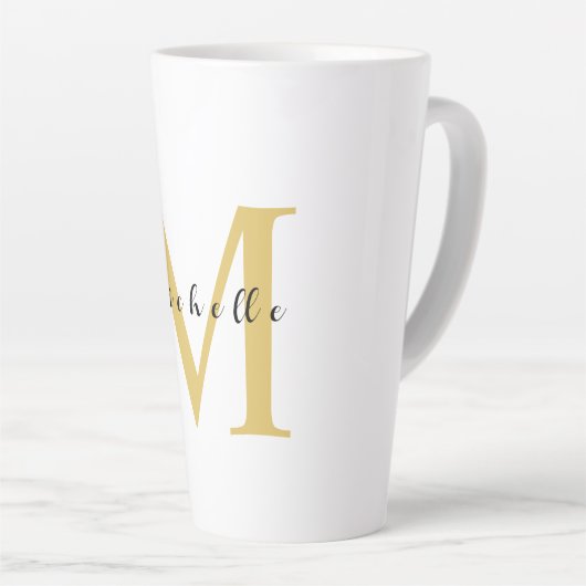 Monogram Gouden Kleur Jouw naam Speciaal Geschenk  Latte Mok (Rechterhoek)