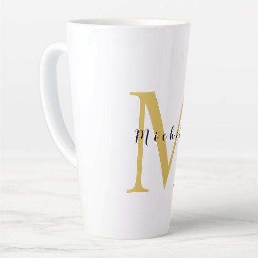 Monogram Gouden Kleur Jouw naam Speciaal Geschenk  Latte Mok (Linkerhoek)