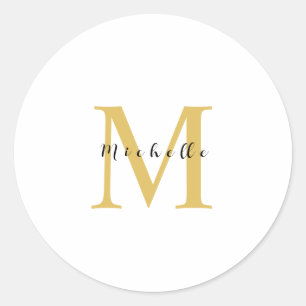 Monogram Gouden Kleur Jouw naam Speciaal Geschenk  Ronde Sticker