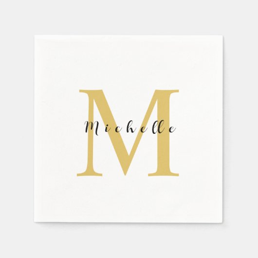 Monogram Gouden Kleur Jouw naam Speciaal Geschenk Servet (Voorkant)