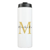 Monogram Gouden Kleur Jouw naam Speciaal Geschenk  Thermosbeker (Voorkant)