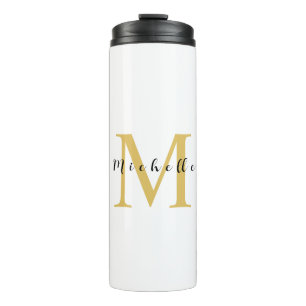 Monogram Gouden Kleur Jouw naam Speciaal Geschenk  Thermosbeker