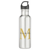 Monogram Gouden Kleur Jouw naam Speciaal Geschenk  Waterfles (Voorkant)