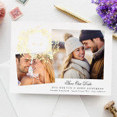 Monogram Gouden Krans Collage Foto Opslaan De Datu Folie Uitnodiging