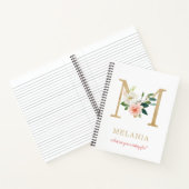 Monogram gouden letter M | Bloemmotto of offerte Notitieboek (Binnen)