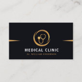 Monogram Gouden Medische Stethoscoop Logo Visitekaartje (Voorkant)