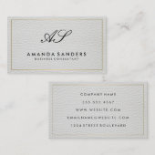 Monogram Gouden Rand Faux Leder Visitekaartje (Voorkant / Achterkant)