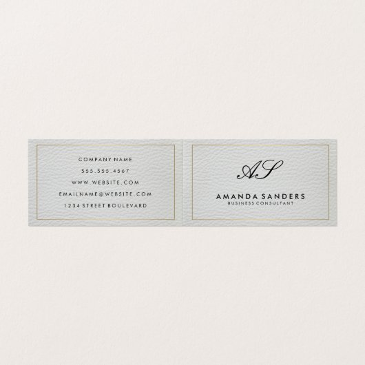 Monogram Gouden Rand Nep Leer Visitekaartje (Buitenkant ongevouwen)