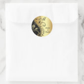 Monogram Gouden Scrollwork Bloem Bruiloft Sticker (Tas)