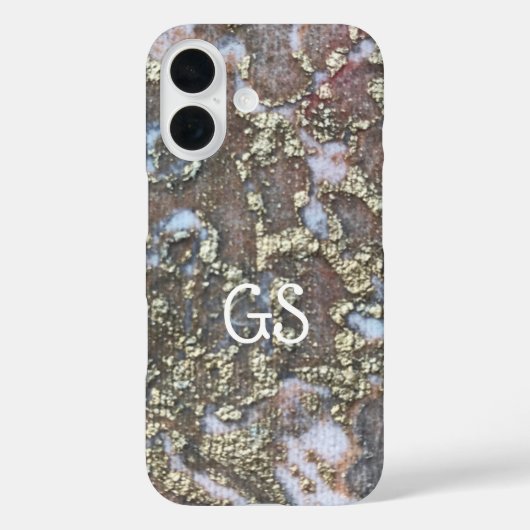 Monogram gouden witte tan perzik patroon Case-Mate iPhone case (Achterkant)