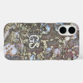 Monogram gouden witte tan perzik patroon Case-Mate iPhone case (Achterkant (horizontaal))