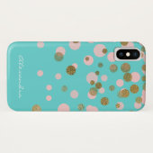 Monogram goudfolie en Roos gouden Confetti Case-Mate iPhone Case (Achterkant (horizontaal))