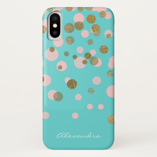 Monogram goudfolie en Roos gouden Confetti Case-Mate iPhone Case (Achterkant)