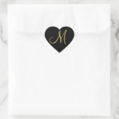 Monogram, goudkleurig initiaal M op zwart Hart Sticker (Tas)