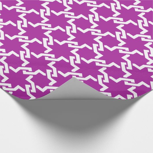 Monogram grafisch paars interlocking cadeaupapier (Hoek)