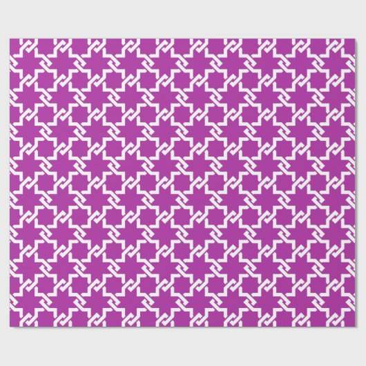 Monogram grafisch paars interlocking cadeaupapier (Vlak)