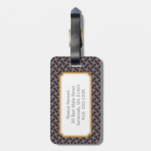 Monogram grafische afbeelding van kleurloze groene bagagelabel (Achterkant verticaal)