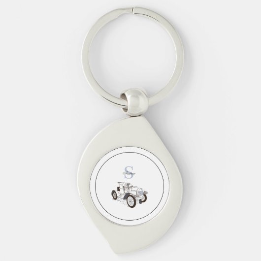 Monogram grafische kaart - Aangepaste zwarte auto Sleutelhanger (Voorkant)