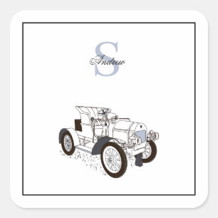 Monogram grafische kaart - Aangepaste zwarte auto Vierkante Sticker