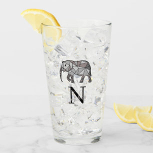 Monogram grafische kaart Elephant, persoonlijk gep Glas