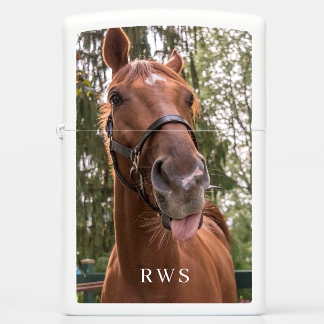 Monogram grappig paard foto (Voorkant)