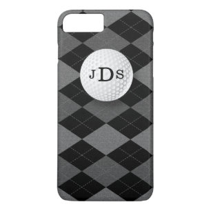 Monogram Gray Argyle, Golf Ball iPhone 7 Hoesje