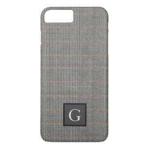 Monogram Gray Tweed Groomsman Bestman Wedding Gift iPhone 8 Plus / 7 Plus Hoesje