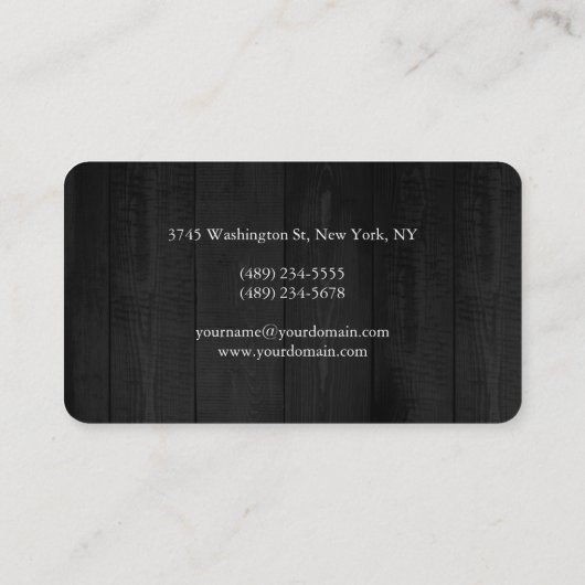 Monogram Gray Wood Monogram Manager minimalistisch Visitekaartje (Achterkant)