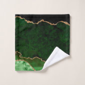 Monogram Green Black marmer Agate Gold Glitter Bad Handdoek (Wasdoekje)
