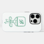 Monogram Green Bow Pickleball Paddle Case-Mate iPhone Case (Achterkant (horizontaal))