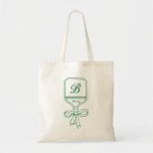 Monogram Green Bow Pickleball Paddle Tote Bag (Voorkant)