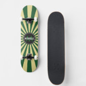 Monogram Green Funky Sun Rays Pattern Skateboard (Voorkant)