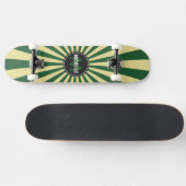 Monogram Green Funky Sun Rays Pattern Skateboard (Horizontaal)