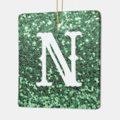 Monogram Green Glitter Metallic Kerstfeestdag Keramisch Ornament (Links)
