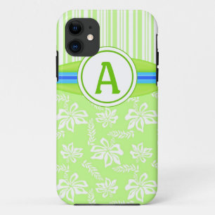 Monogram Green Hibiscus & Surfboard iPhone 5 Coque