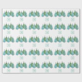 Monogram Green Kerstbomen Cadeaupapier (Vlak)