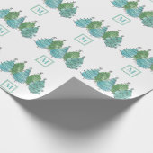 Monogram Green Kerstbomen Cadeaupapier (Hoek)