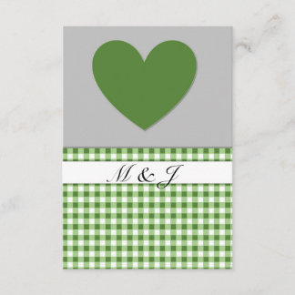 Monogram Green Pset Heart Wedding RSVP-kaart RSVP Kaartje
