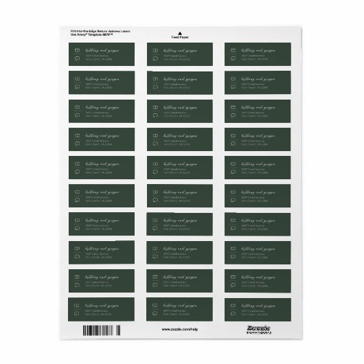 Monogram Green Wedding Return Label (Full Sheet)