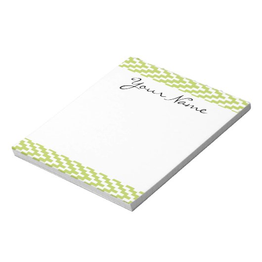 Monogram Green White Ikat Chevron Zig Zag Pattern Notitieblok (Gedraaid)