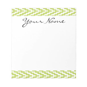 Monogram Green White Ikat Chevron Zig Zag Pattern Notitieblok