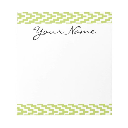 Monogram Green White Ikat Chevron Zig Zag Pattern Notitieblok (Voorkant)