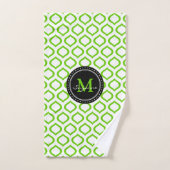 Monogram | Green White Trellis Pattern Bad Handdoek (Handdoek)