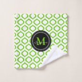 Monogram | Green White Trellis Pattern Bad Handdoek (Wasdoekje)