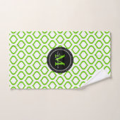 Monogram | Green White Trellis Pattern Bad Handdoek (Handdoek)